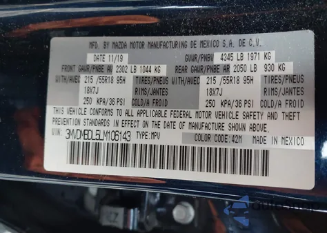 2020 Mazda Cx-30 Preferred Package from USA, damaged, VIN 3MVDMBDL5LM106143